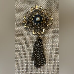 Vintage Victorian Black Brooch